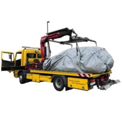 EV car service set - covered car on tow truck