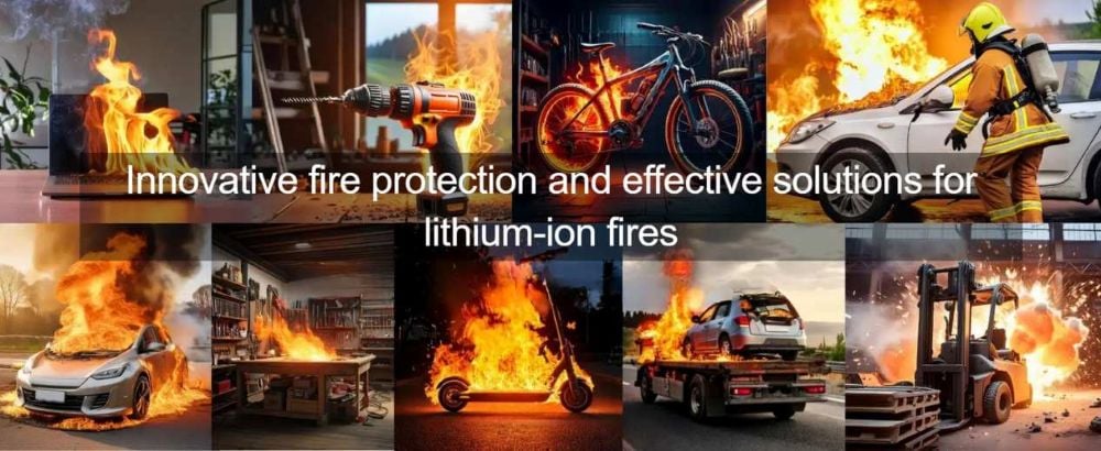 collage of Lithim-ion battery fire dangers